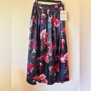 Satin Floral Maxi Skirt